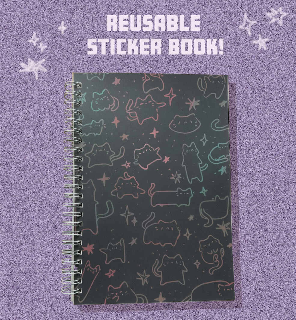 Reusable Sticker Book - Rainbow Cat Design