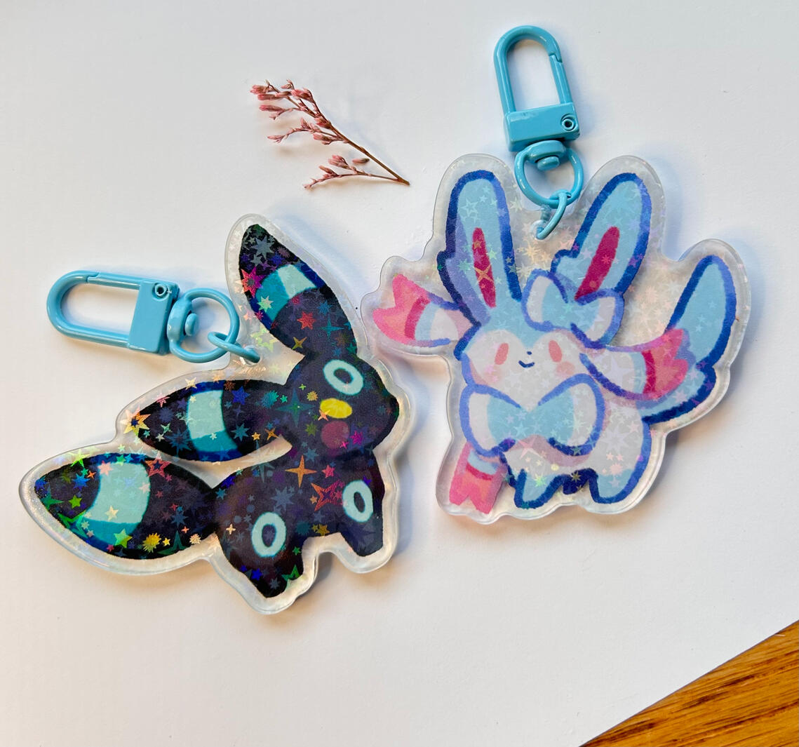 Shiny Umbreon &amp; Sylveon Keychains