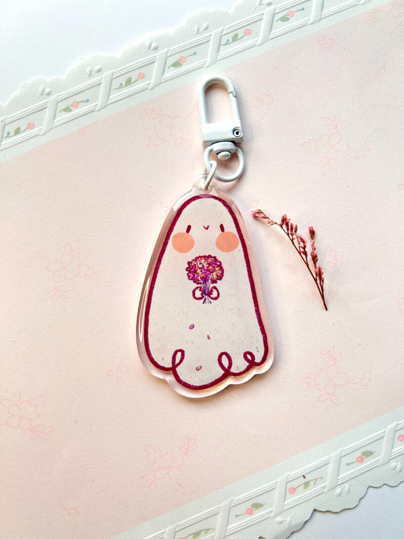 Ghost Bouquet Glitter Epoxy Acrylic Keychain