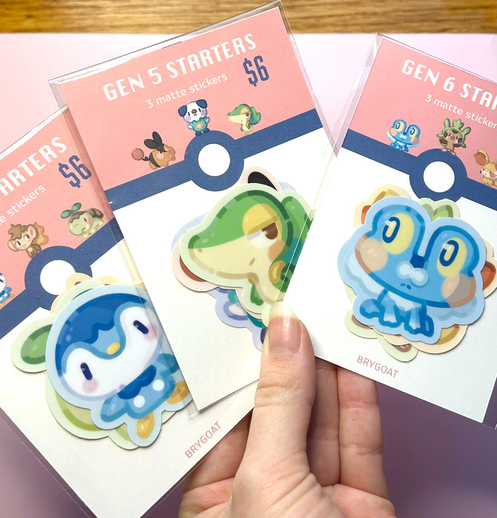 Gen 4-6 Pokemon Starters Sticker Packs