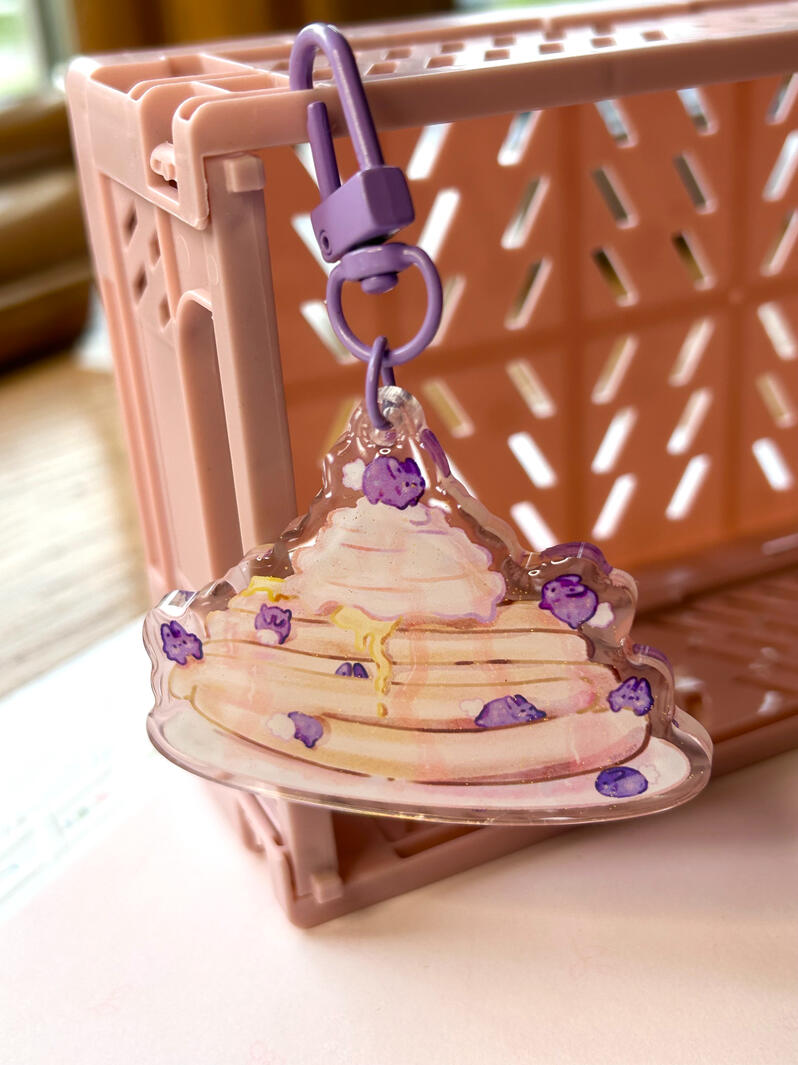 Bluebunny Pancake Glitter Epoxy Acrylic Keychain