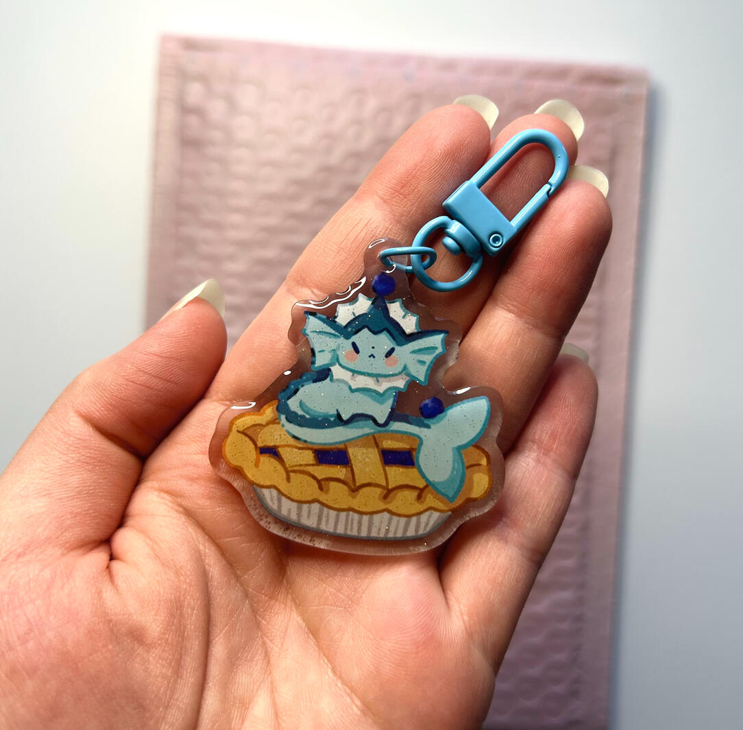Vaporeon Blueberry Pie Epoxy Keychain